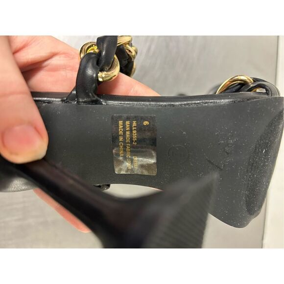 Cape Robbin Women’s Size 6 Black with Metal Chain Wine Glass Heels - Picture 7 of 8